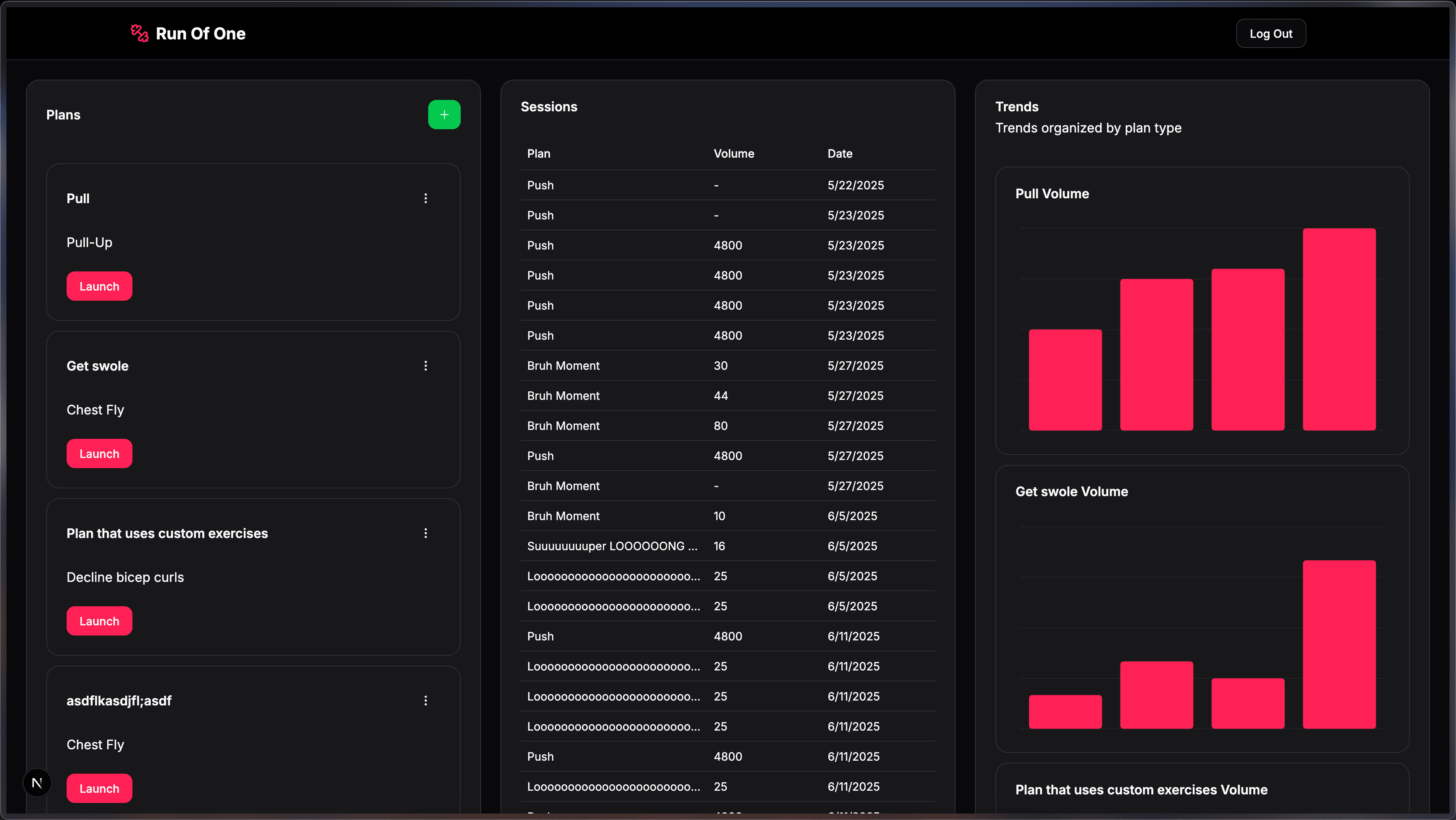 Run Of One App Dashboard
